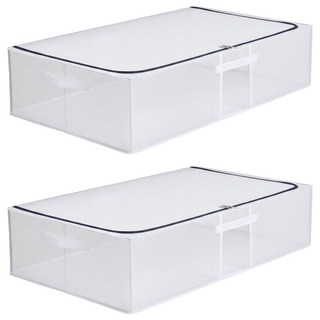 防水床底收納箱 容量:約70L, 加大(80 x 47 x 18cm), 透明, 2個