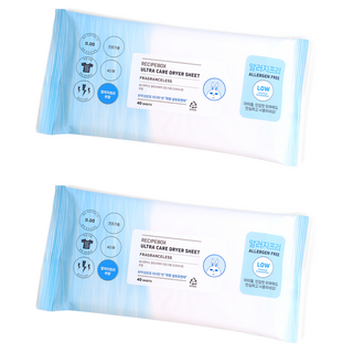 recipebox 韓兔 Ultra Care 烘乾機用無香織物柔軟烘衣紙 正裝, 2個, 40枚入