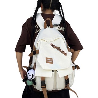 日系簡約無印風新款純色多層次魔術大空間收納出國登機防撥水雙肩抗震後背包 電腦包 減壓 470g, 30 x 13 x 43cm, 白色