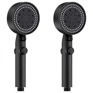 五檔SPA一鍵增壓止水蓮蓬頭, 黑色, 2個