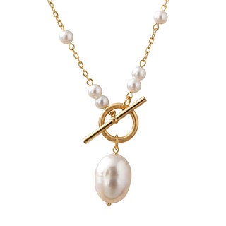 Sayaka 紗彌佳 日本輕奢柔美水晶珍珠 可疊戴設計 OT扣巴洛克珍珠款項鍊