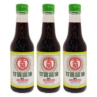 金蘭 甘露醬油, 非基因改造黃豆 海藻糖, 清爽順口, 鮮甜不膩, 500ml, 3瓶