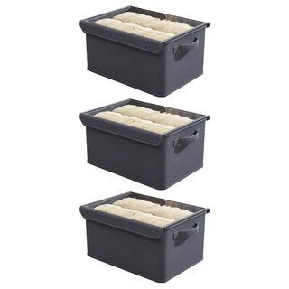 衣物收納盒 附可折疊透明側翻防塵蓋 55L, 灰色, 3個