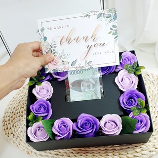 LOVELY FARM 人造花驚喜錢盒, 玫瑰紫