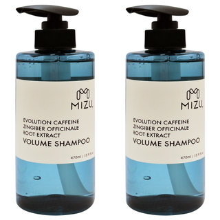 MIZU 咖啡因豐盈健髮洗髮精 470ml 咖啡因活性成分喚醒頭皮活力 有機薑根萃取液滋養髮根 水解小麥蛋白修護毛鱗片, 2瓶