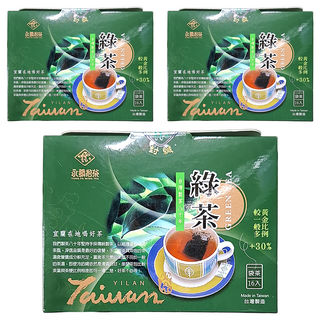 永發茗茶 綠茶茶包 台灣製造, 2.7g, 16包, 3盒