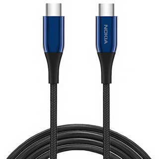 NOKIA 諾基亞 USB-C to USB-C Cable P8201C (3A) 充電傳輸線, 2m, 海軍藍, 1條