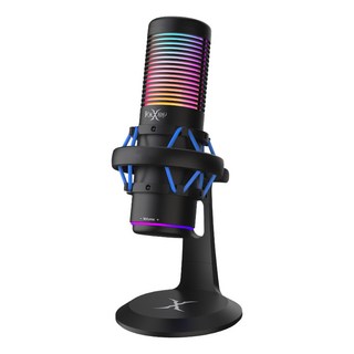FOXXRAY 狐鐳 脈衝雙指向降噪電競麥克風, 心型/全指向收音, RGB炫彩燈效, 附轉接頭, FXR-HUM-15, 黑色