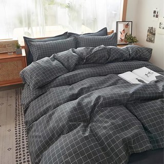 MIT 舒柔棉 薄床包組, 單人加大, 簡約格紋, 床包+枕套