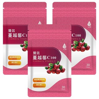 Tsuie 日濢 雙效蔓越莓 C100, 750mg, 30顆, 3包