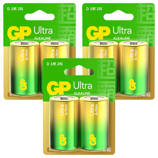 GP Batteries 超霸 Ultra Plus電池 1號 D型, 3組, 2顆