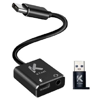 KTnet 廣鐸 GT1 轉3.5單口耳麥 + PD快充轉接線, 128mm, 黑色, 1個