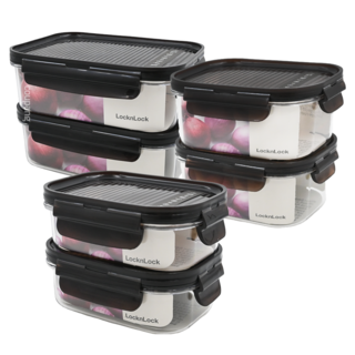 LocknLock 樂扣樂扣 Bisfree 積木晶透保鮮盒組, 1組, 260ml *2+450ml *2+910ml*2