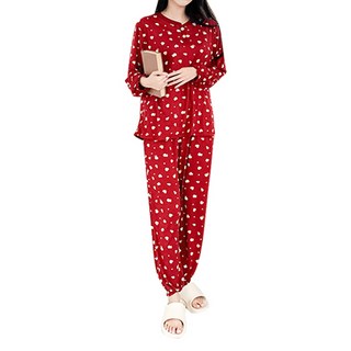 Motimama 女款卡通蜜桃絨長袖睡衣上下套裝