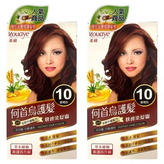 Roudye 柔蝶 何首烏護髮染髮霜 全新草本配方 灰白髮/白髮適用 快速染髮霜, 10號 蜜褐色, 2盒