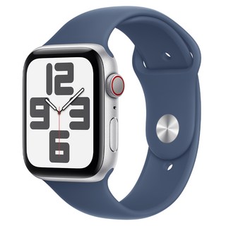 Apple Watch SE 2 附M/L運動錶帶 MXER3TA/A 原廠保固, 銀色 + 丹寧色, 44mm, GPS