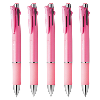 ZEBRA 斑馬牌 Clip-on Multi 1000 多功能原子筆 四色五合一 柔和色系筆身 方便攜帶, 淡粉色, 5支