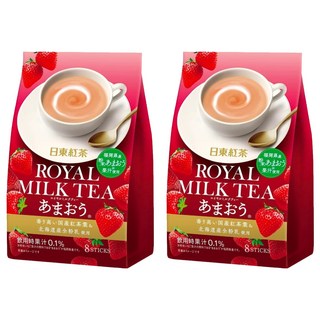 日東紅茶 皇家奶茶 草莓 果汁0.1%使用, 14g, 8包, 2袋