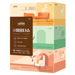comet 面紙 300張, 3盒, 1組
