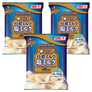 UHA 味覺糖 鹽味牛奶糖，北海道鮮奶油，法國 Lorraine 岩鹽, 67g, 3包