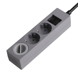 SWEET HOME 過載斷電 節能延長線 3孔 + 安全保護蓋 組, 1.5m, 灰色 + 黑色, 1套