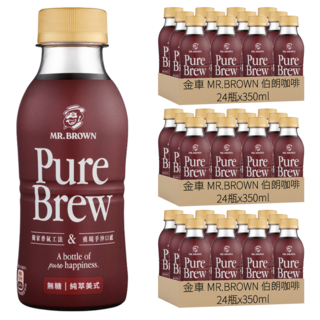 金車 MR.BROWN 伯朗咖啡 Pure Brew 純萃美式, 72瓶, 350ml