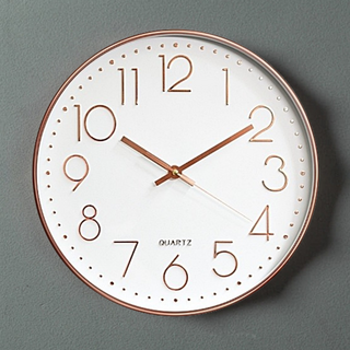 Day Use 高級室內裝潢靜音圓形壁鐘 30cm, 白金色