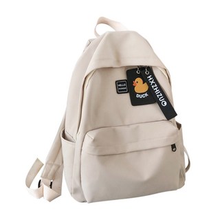 KOKOYI 韓版少女防潑水小清新雙肩學院風外出後背包 - 尼龍面料, 白色, 單一尺寸