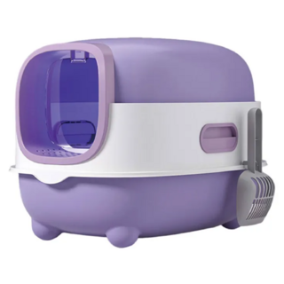 iCat 寵喵樂 紫外線加長加寬全罩式A款貓砂盆 紫色 PP材質, 56 x 40 x 39cm, 1個