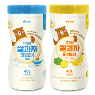 키짱몸짱 아동용 유기농 쌀과자 퍼핑도넛 2종 세트, 바나나맛,요거트맛, 40g, 1개