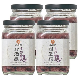 米發發 手作紫米甜酒釀, 溫潤滋補,可直接食用,也可調製冷飲或料理, 300g, 4罐