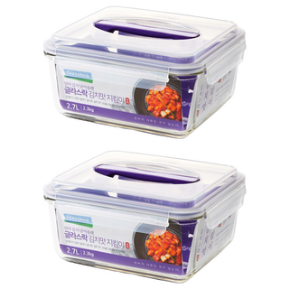 Glasslock 紫色系列 提把保鮮盒, 2.7L, 2個
