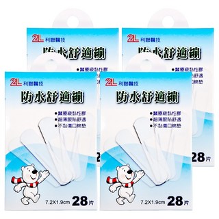 利聯醫技 防水透氣繃 7.2*1.9cm, 28片, 4盒