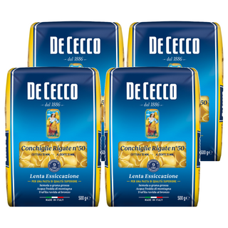 DE CECCO 得科 義大利麵 貝殼麵 N.50, 義大利第一品牌, 採用高品質杜蘭小麥粉製成, 外觀特殊、口感彈牙, 250g, 4包