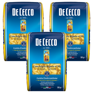 DE CECCO 得科 義大利麵 貝殼麵 N.50, 義大利第一品牌, 採用高品質杜蘭小麥粉製成, 外觀特殊、口感彈牙, 250g, 3包