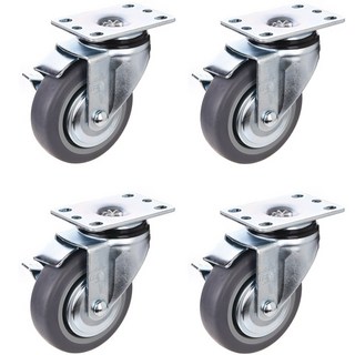 T-REX CASTER 旋轉型煞車低噪音腳輪 130 x 64 x 95mm, 4個, 灰色