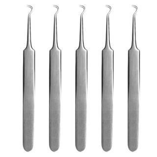 solone 專業圓弧粉刺夾 輕鬆夾取粉刺 不鏽鋼材質 人體工學設計 便攜護理肌膚, O14G01T, 5支