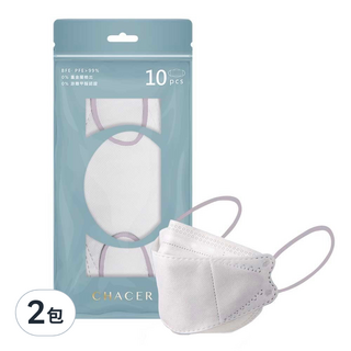 CHACER 佳和口罩 醫用口罩 成人款 KF94, 10片, 2包, 迷霧紫白
