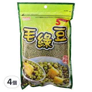 耆盛食品 毛綠豆, 500g, 4包
