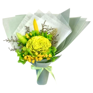 A-ONE 6cm大綠索拉玫瑰花綠色繡球花永生花束, 彩色, 1個