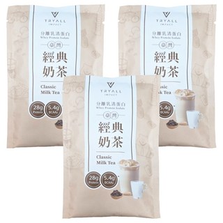 TRYALL 全分離乳清蛋白 經典奶茶, 每包含有28g蛋白質, 添加必需氨基酸BCAA, 35g, 3包