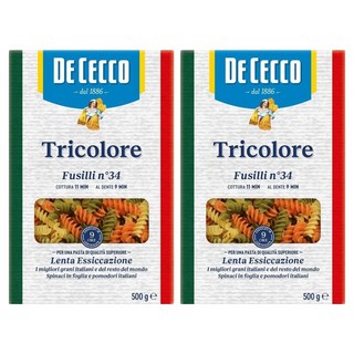 DE CECCO 得科 三色螺旋麵 NO.34 義大利麵 杜蘭小麥粉製 口感彈牙, 500g, 2盒