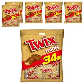 Twix 特趣 迷你焦糖夾心巧克力樂享包 酥脆餅乾 濃郁焦糖 香濃牛奶巧克力, 340g, 6袋