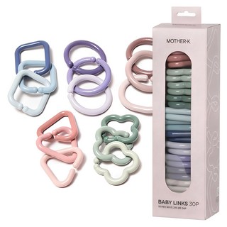 마더케이 유아용 베이직 고리 치발기 30p, 세모 + 클로버 + 네모 + 동그라미 + 타원, 혼합색상, 1세트