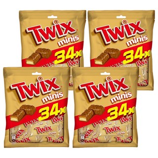 Twix 特趣 迷你焦糖夾心巧克力樂享包 酥脆餅乾 濃郁焦糖 香濃牛奶巧克力, 340g, 4袋