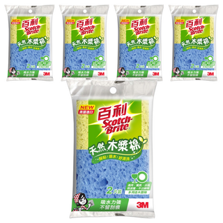 3M Scotch-Brite 百利 多用途天然木漿棉 黃色 + 藍色, 2片, 5包
