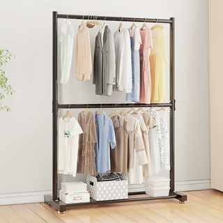 Luman 堅固鋼製立式雙層衣架 1800, 黑色