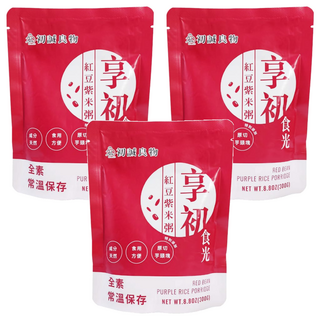 初誠良物 紅豆紫米粥 成分天然 食用方便 原切芋頭塊 全素 常溫保存, 300g, 3包
