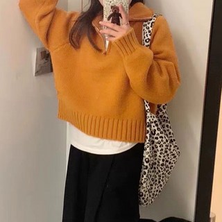 MEICHEL 女款高領半拉鍊套頭針織毛衣 11111