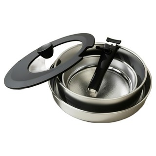 dellago 電磁爐用五層無研磨多功能不鏽鋼平底鍋套組, 銀色 + 黑色, 1套, 5件組